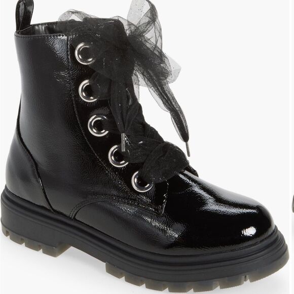 Vibram Shiny Black Kids Boots - Picture 1 of 7